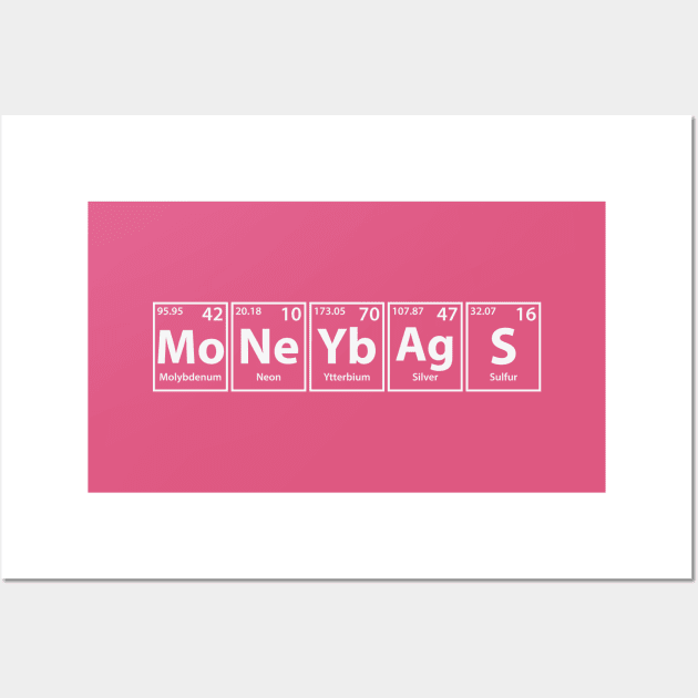 Moneybags (Mo-Ne-Yb-Ag-S) Periodic Elements Spelling Wall Art by cerebrands